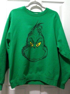 Dr. Seuss Grinch Sweatshirt Green Crewneck – “Grinch” Brand – Size Large (42/44)